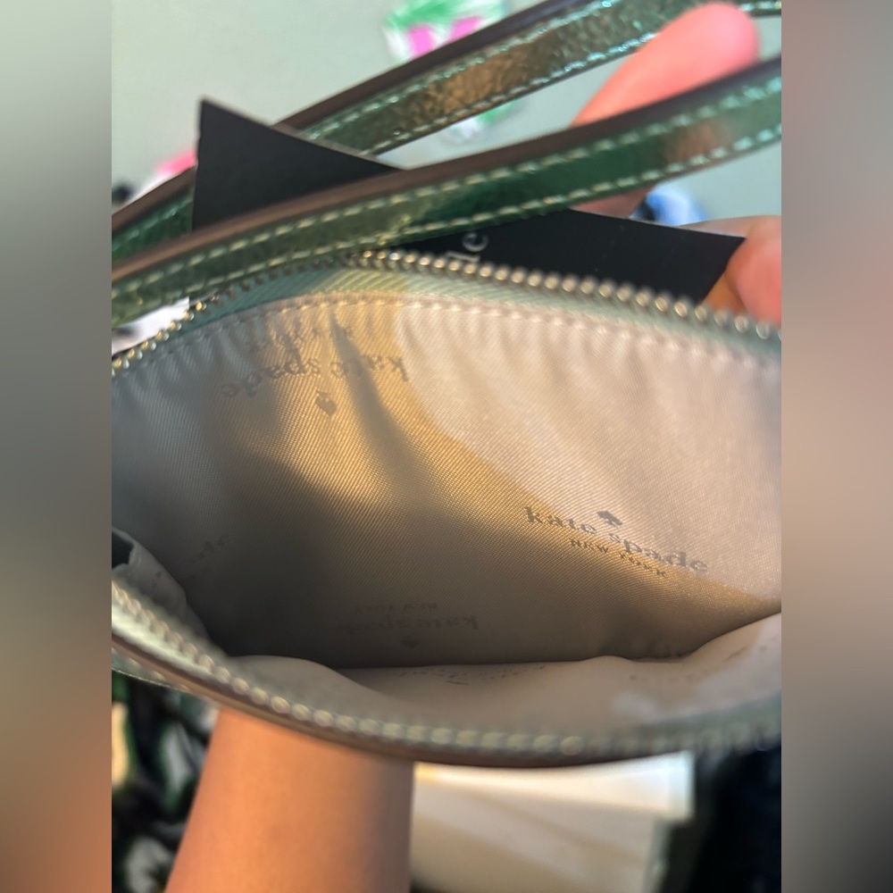 Kate Spade Metallic Green Leather Wristlet - Picture 3 of 4